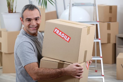 Moving truck and boxes during removals in Finsbury Park