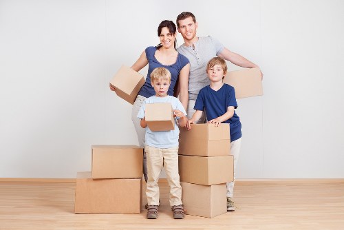 Packed household furniture prepared for safe storage during moving or renovation