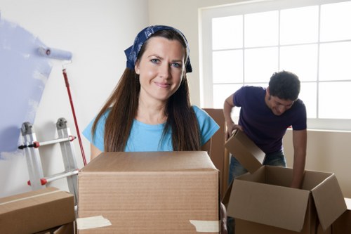 Packed boxes and luggage prepared for student storage in Finsbury Park