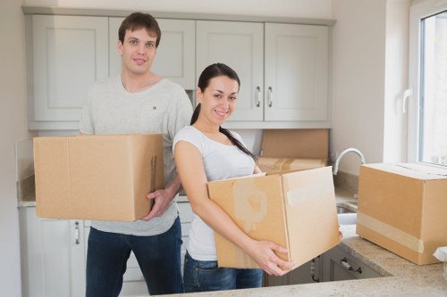 Packed moving boxes ready for a home move in Finsbury Park